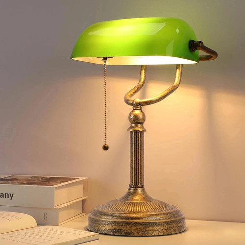Bankers desk lamp green - desk, lamp,